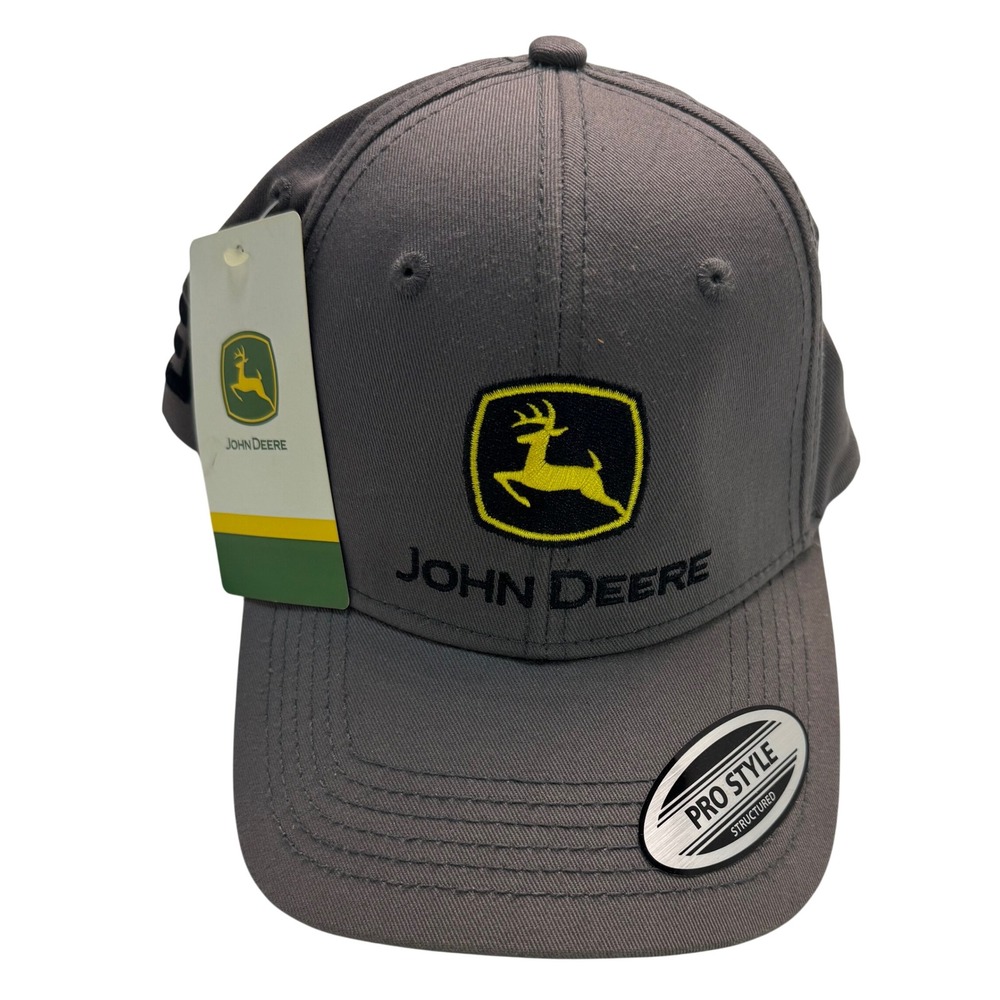 John Deere Charcoal Chino Twill Cap Adjustable Snapback Hat Gray NEW